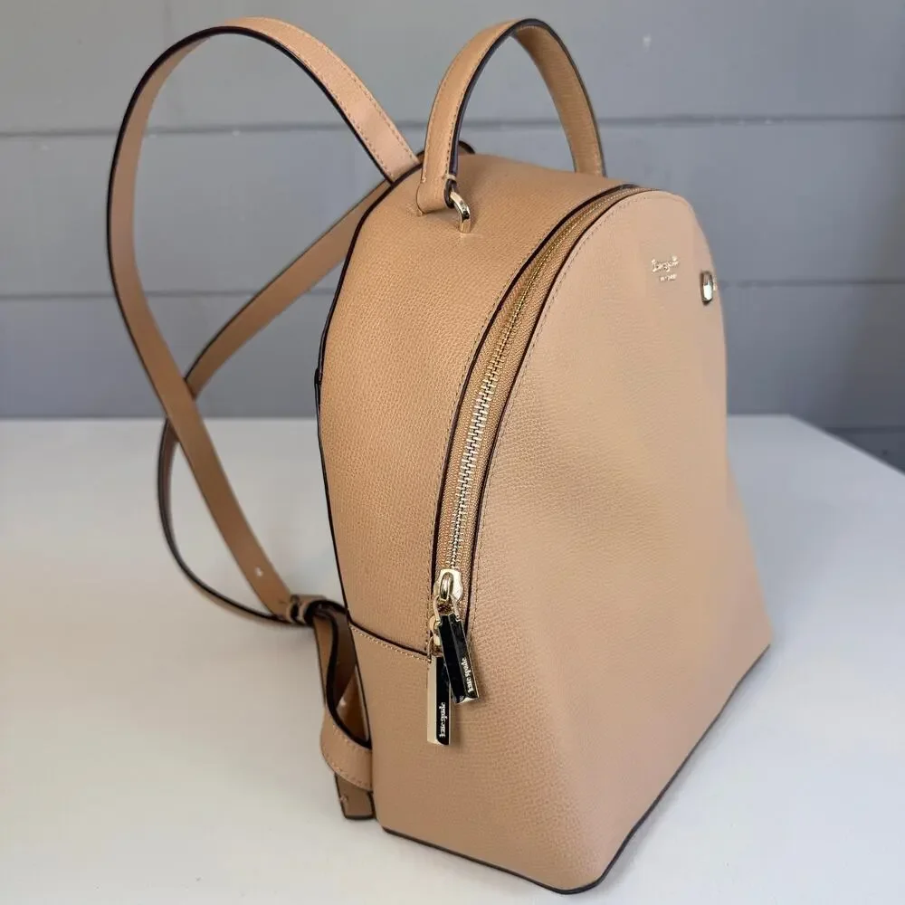 Kate Spade Sylvia Medium Backpack Blush Beige Leather Top Handle Bag